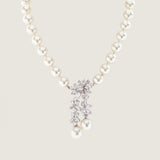 NECK 1 STRAND 10MM PLS W/ELAB CLUST CLASP & DRPS - NN5/110/PL/CZ