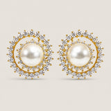 Large Swirl Earrings with White Pearl (13 TCW)
