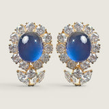 EARRING - E40TC/CABACHON SAPPHIRE/CZ