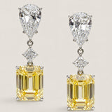 Pear, Square and Canary Emerald Cut Drop Earrings