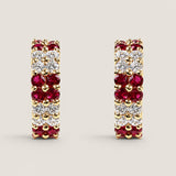 EARRING 2 ROW RDS SHRIMP  - 17519E/RUB/CZ