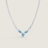 Aqua and Clear Oval and Baguette Necklace