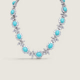 NECKLACE OF CABS IN ANTIQUE SETTING - N90W/TURQ/CZ