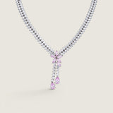 NECKLACE DBL ROW RDS /HANG DROP CONN W/RDS - N86/PK/CZ