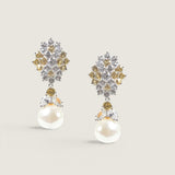 EARRING 3PS W/RDS TOP W/PL DROP 2PS &RD  - T13281D50/CZ/PL