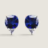 Sapphire Cushion Studs with Trillion Bottoms (29 TCW)