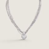 NECKLACE PUFFED HEART WITH MULTI CHAIN - NF580A/CZ