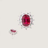 9CT OVAL SURROUNDED BY PEARSHAPE F588-RUB-CZ-14K