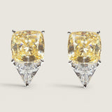 Canary Cushion Studs with Trillion Tops (8.1 TCW)
