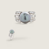 RING 12MM PRL CTR W/CTR BAGS PAVE ENDS EA SIDE F135-PL-CZ-14K