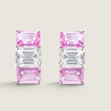 Stacked Pink and Clear Emerald-Cut Earring (9 TCW)