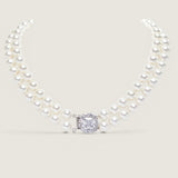 Double Strand Pearl Necklace with Halo Clasp