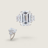 12 EMERALD CUT WITH HALF MOONS F609-CZ-14K