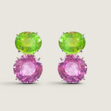 Oval Peridot and Round Pink Double Stud (21 TCW)