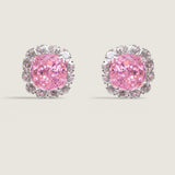 Large Pink Round Halo Earrings (27.85 TCW)