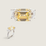 Small Emerald-Cut Canary East-West Ring with Shank Detail (9.6 TCW)
