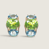 Alternating Oval Aquamarine and Peridot Earrings (10 TCW)