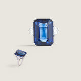 14CT EMERALD CUT RING W/SIDE SHIELD STONES F734-SAP-CZ
