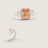 2.5CT EMER CUT 3 STONE RING F761-COF-CZ-14K