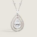 DIAMONDS BY THE YARD CHAIN W/ PEAR DROP  SURR BY 2 ROW OF PAVE STONES - PF788/CZ