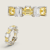 Alternating  Canary Asscher Cut Eternity Band