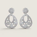 FLOWER TOP SURR. BY CHANNEL SET STONES W/3 FLOWERS  SURR BY CHANNEL SET STONE DROP - EF825/CZ