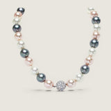 Multi-Colored Pearls  with Dazzling Clasp Necklace