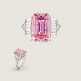 Pink Emerald-Cut with Bullet and Baguette Side Stones