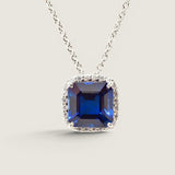 Sapphire Pendant with Pave Trim