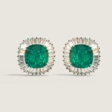 Emerald with Baguette Halo Earrings  (11.7 TCW)