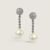 PAVE BALL W/ 5 BEZEL RDS W/ PEARL DROP - EF877P/PRL/CZ