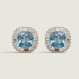 Aquamarine with Baguette Halo Earrings (11.7 Carats)