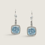 Aquamarine Cushion-Cut with Halo Drop Earrings (11.5 TCW)