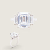 X-Small Emerald-Cut and Baguette Three Stone Ring (3.9TCW)