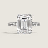 Emerald Center with Hidden Halo & Micropave Setting Ring