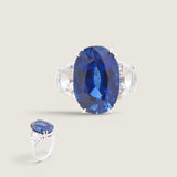 9CT OVAL CENTER WITH HALF MOON SIDES F609OV-SAP-CZ-14K
