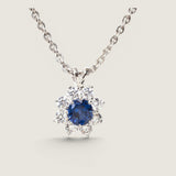 Sapphire Flower Pendant Necklace