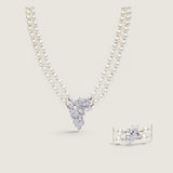18'' 2 ROW OF PEARLS W/ MARQ CLUSTER ENHANCER - NAW2/PL/CZ