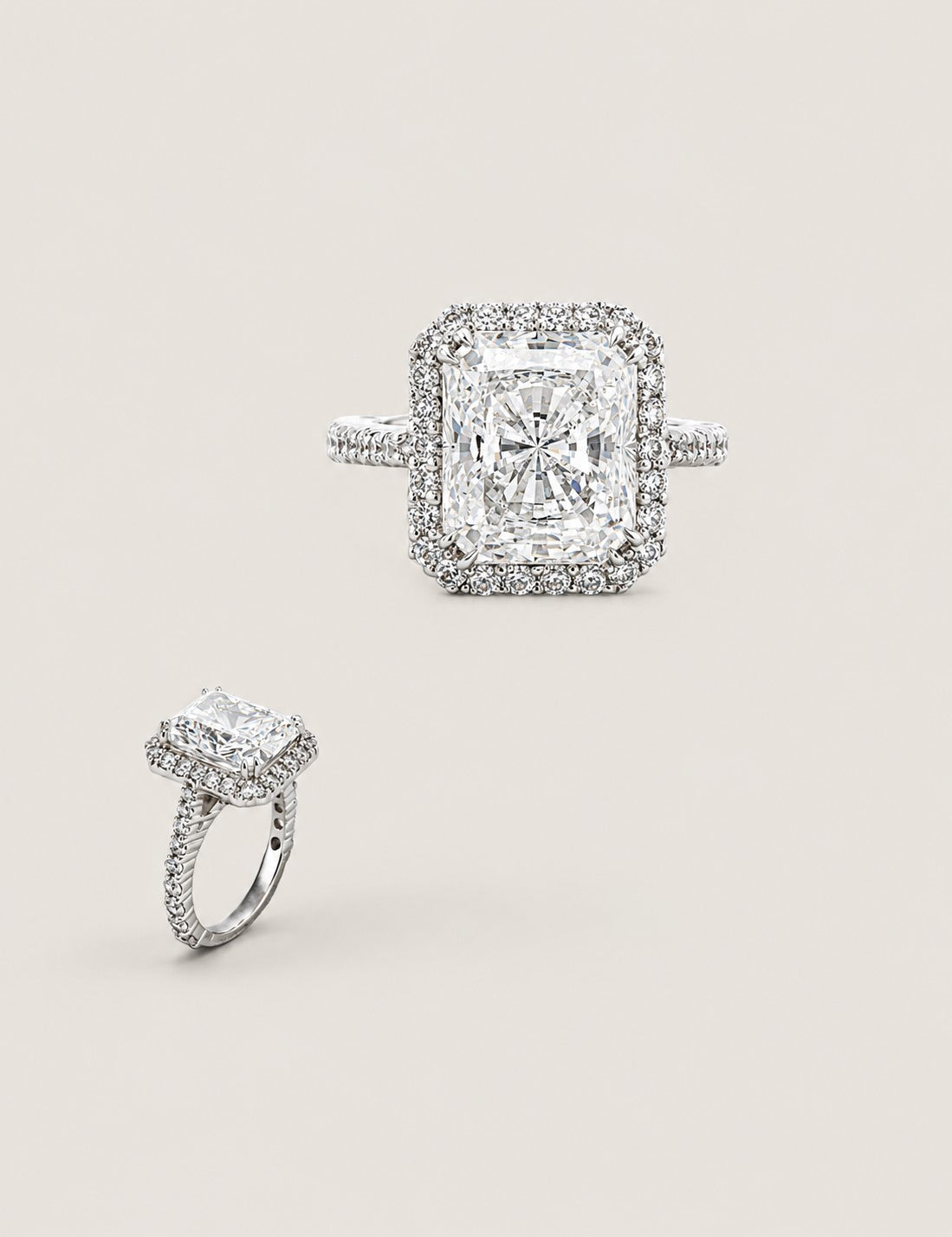 RAD. 6.5CT EMER CUT W/ MIRCO-PAVE SHANK F910-CZ-14K