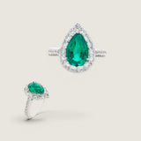 3CT PEAR SHAPE CENTER STONE  SURR BY MIRCO-PAVE STONES F925-EM-CZ-14K