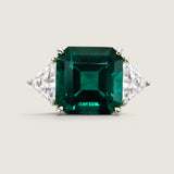 Asscher Cut Emerald With Trillion Side Stones