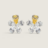 Small Flower Cluster of CZ & Canary Pear Earrings (11 TCW)