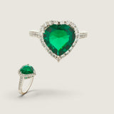 5CT HEART SHAPE RING WITH STONES AROUND F964-EM-CZ-14K