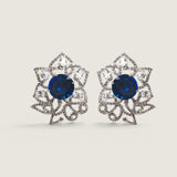 4CT SAPPHIRE CENTER IN DELICATE FLOWER EARRING - EF977/SAP/CZ