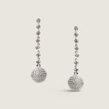 Pave Ball and Bezel Drop Earrings (2 TCW)