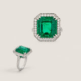 14 3/4 X 14MM ASSCHER WITH ANTIQUE BASKET F1034-EM-CZ-14K