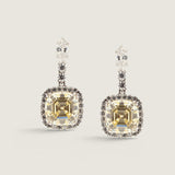 Canary Cushion-Cut with Halo Drop Earrings (11.5 TCW)