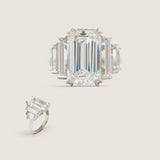 6CT CENTER GRADUATED EMERALD CUT RING F1064SM-CZ-14K