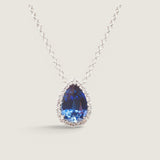 Sapphire Pear Halo Pendant  (5.5 TCW)
