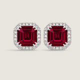 Ruby Asscher and Pavé Stud Earrings (7.25 TCW)